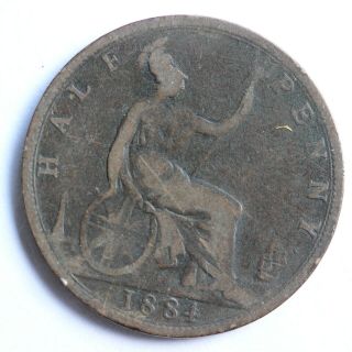 Uk Great Britain 1884 Victoria 1/2 Penny (3311616/5)