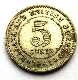 Malaya & British Borneo 5 Cents 1961 Copper - Nickel Km 1 Unc