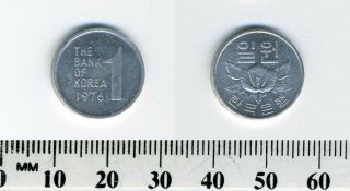 South Korea 1976 - 1 Won Aluminum Coin - Rose Of Sharon