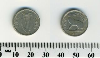 Ireland Republic 1942 - 3 Pence Copper - Nickel Coin - Irish Harp,  Hare