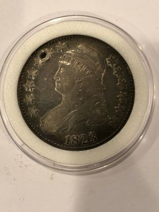 1823 Capped Bust Half Dollar 50c Holed