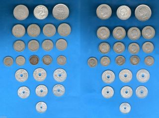 Greece Greek 1954 - 1964 King Paul Complete Set Of 22 Coins,  1 Silver