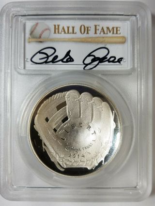 2014 - S Baseball Silver Dollar - Pcgs Pr69dcam - Pete Rose Autograph