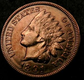 1891 Indian Head Penny Cent // Choice Uncirculated - Au Red // (i847)