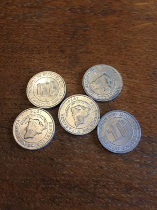 1974 5 Coins Nicaragua 10 Cordoba Circulated 2 2