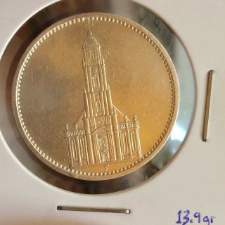 Germany 5 Reichsmark 1934 - Silver Coin - Potsdam Garrison Church - Nazi