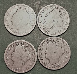 1909,  10,  11,  12 V Liberty Nickels 038