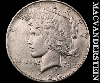 1922 - D Peace Dollar - Scarce Better Date I844