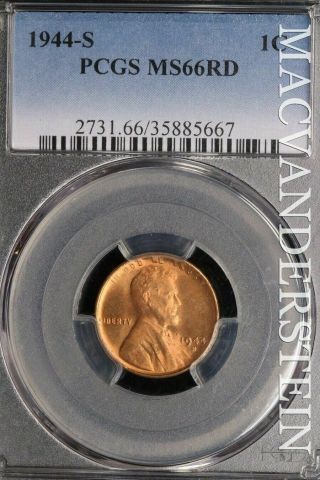 1944 - S Lincoln Wheat Cent - Pcgs Ms66rd - Brilliant Uncirculated Sld36