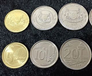 Singapore Set 3 Coins 5 10 20 Cents Random Year Unc