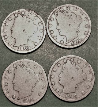 1909,  10,  11,  12 V Liberty Nickels 037