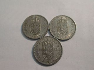British Elizabeth 2 Shillings X 3 1957.  1958.  1959 [english] All Coins
