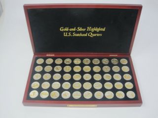 Gold & Silver Highlighted U.  S.  Statehood Quarters 50 State Set W/ Box 12.  25×7×1.  2
