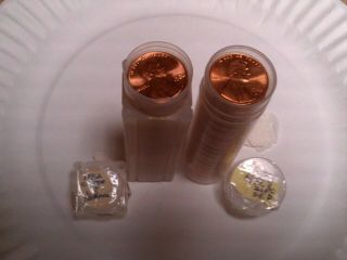 Unc 1982 P Large Date & 1982 D Penny Rolls Lincoln Memorial Cents Both Copper