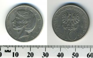 Poland 1975 - 10 Zlotych Copper - Nickel Coin - Eagle With Wings Open - Mickiewicz