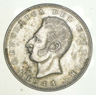 Silver - World Coin - 1944 Ecuador 5 Sucres - World Silver Coin - 24.  9g 897