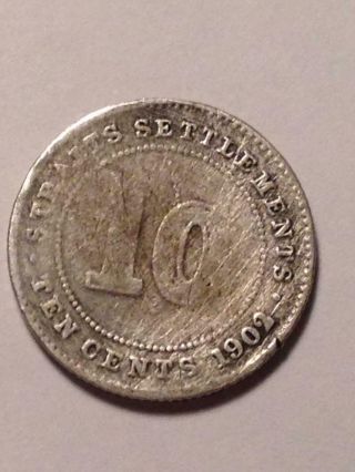 Straits Settlements 10 Cents 1902 Coin