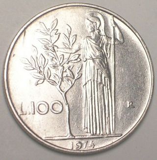 1974 Italy Italian 100 Lire Woman Tree Coin Xf