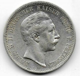 Germany Prussia 1907 A 2 Mark Silver Coin