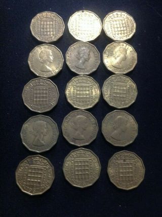 1967 Great Britain 3 Pence Portcullis Closing Gate Elizabeth Ii Coin
