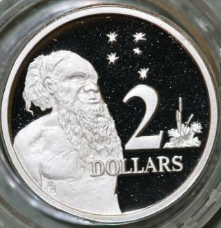 Australia 2 Dollars 1988 Silver Proof Aboriginal Man & Southern Cross