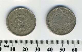 Mexico 1936 - 10 Centavos Copper - Nickel Coin - National Arms,  Eagle Left