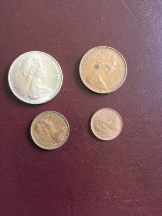 4 Coins England Penny,  1/2 Pence,  2 Pence,  10 Pence Circulated
