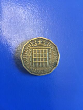 1955 Coin England Three Pence Circulated