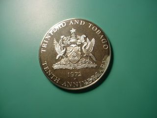 Trinidad & Tobago - Large.  925 Silver - 1972 10 Dollars In Proof