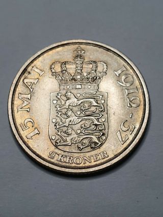Denmark 2 Kroner 1937 Silver Coin