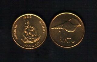 Vanuatu 1 Or 2 Vatu 1999 Fao Conch Shell Unc Island Money Hebrides X 1 Coin