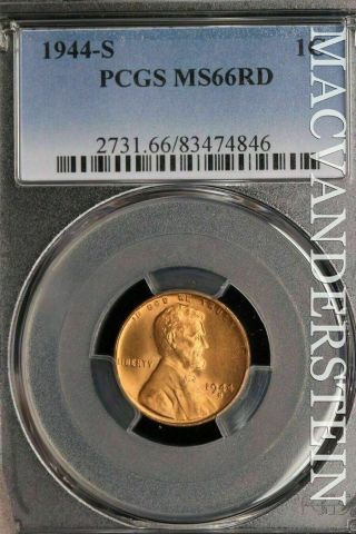 1944 - S Lincoln Wheat Cent - Pcgs Ms66rd - Brilliant Uncirculated Slc506