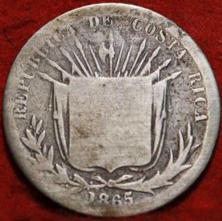 1865 Costa Rica 25 Centavo Silver Foreign Coin