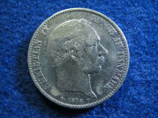 1876 Denmark Silver 2 Kroner - Vf/xf Detail - Old Cleaning - U S