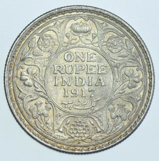 India British George V Rupee,  1917 Bombay Silver Coin Gef/au