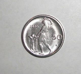 1995 Italy 50 Lire,  Nude Vulcan Coin