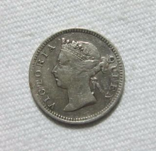 Straits Settlements.  Silver 5 Cents,  1901.  Queen Victoria.