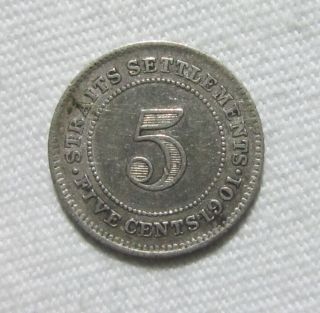 STRAITS SETTLEMENTS.  SILVER 5 CENTS,  1901.  QUEEN VICTORIA. 2