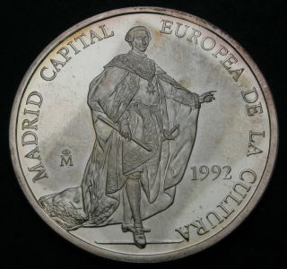 Spain 5 Ecu 1992m Prooflike - Silver - Madrid Colture - 147
