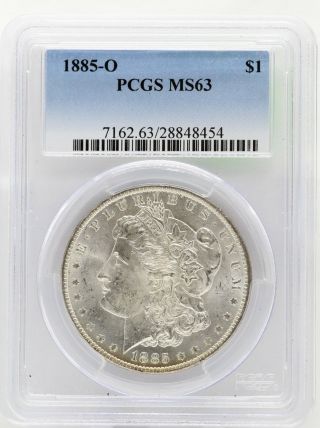 1885 - O Ms63 S$1 Morgan Silver Dollar Pcgs Cert Uncirculated Orleans - Le875