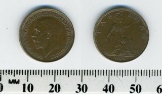 Great Britain 1929 - 1 Farthing Bronze Coin - King George V - 1