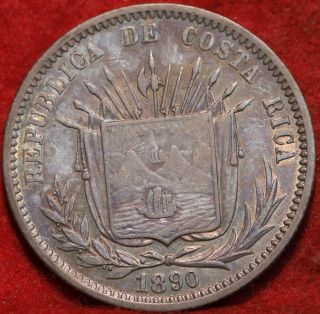 1890 Costa Rica 25 Centavos Silver Foreign Coin