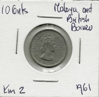 World Coins - Malaya & British Borneo 10 Cents 1961 Coin KM 2 3