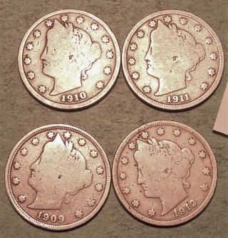 1909,  10,  11,  12 V Liberty Nickels 797