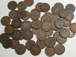 Roll (50 Coins) Of Hand - Picked Indian Head Pennies: 1890 