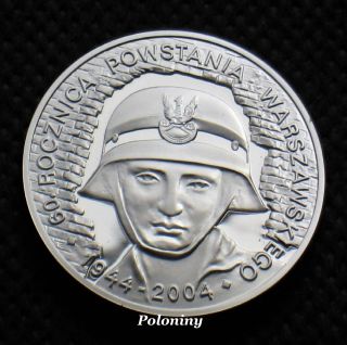 Silver Commemorative Coin Of Poland - Anniversary Of Warsaw Uprising  Ag