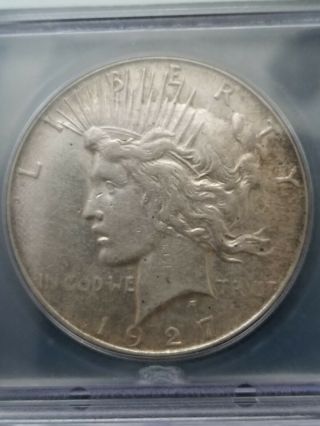 1927 - S Peace Silver Dollar,  ICG AU50,  Tough Date,  Certified,  Good Mark 3