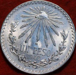 Uncirculated 1940 Mexico 1 Pesos Silver Foreign Coin