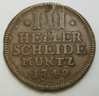 Hesse - Cassel (german State) 3 Heller 1740 - Copper - Friedrich I.  - F - 3239
