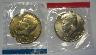 1976 - P And 1976 - D Gem Bu Kennedy Half Dollars In Cello Packs